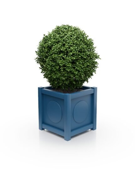 Moderner Aluminium Pflanzkübel Victoria Medaillon – 57×57×60 cm – Azure Blue