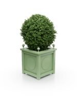 Pflanzkübel Pale Green – Aluminium Victoria Medaillon BS – 37×37×40 cm – mit breitem Rand & Eckkugeln