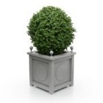 Eleganter Aluminium Pflanzkübel Victoria Medaillon BS – 57×57×60 cm – mit breitem Rand & Eckkugeln