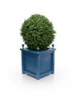 Pflanzkübel Azure Blue – Aluminium Victoria Medaillon BS – 77×77×75 cm – mit breitem Rand & Eckkugeln