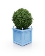 Pflanzkübel 77×77×75 cm – Aluminium Victoria Medaillon BS mit breitem Rand & Eckkugeln – Pastel Blue