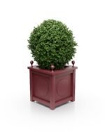 Pflanzkübel 77×77×75 cm – Aluminium Victoria Medaillon BS – mit breitem Rand & Eckkugeln – Ruby Red