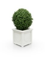Pflanzkübel Pure White – Aluminium Victoria Medaillon S – 37×37×40 cm – mit breitem Rand