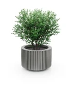 Aluminium Pflanzkübel „Prestige“, zylinderförmig mit Rillenstruktur, in Staubgrau (RAL 7037), Maße 76×76×50 cm