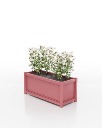 Eleganter Aluminium Pflanzkübel rechteckig Aura mit glatter Oberfläche in altrosa RAL 3014