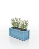 Stilvoller Aluminium Pflanzkübel rechteckig Aura mit glatter Oberfläche in pastellblau RAL 5024