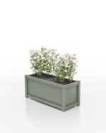 Minimalistischer Aluminium Pflanzkübel rechteckig Aura mit glatter Oberfläche in zementgrau RAL 7033