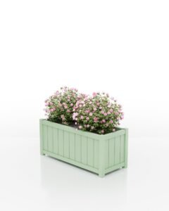 Aluminium Pflanzkübel rechteckig Prestige mit Lamellen in pastellgrün RAL 6019
