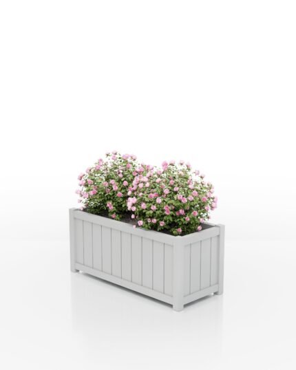 Rechteckiger Aluminium-Pflanzkübel Prestige mit Lamellen, telegrau RAL 7047, 114×47×50 cm