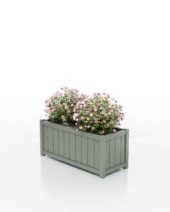 Aluminium Pflanzkübel rechteckig Prestige mit Lamellen in pastellgrün RAL 6019, modernes Design